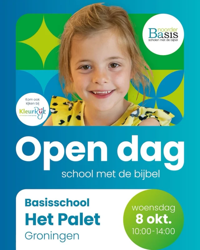 📅Op 8 oktober organiseren we een open dag! Van 10.00-14.00 uur staat onze deur open zodat je een kijkje kunt nemen in onze school.   ☕Om 10 uur staat de koffie en limonade klaar 🧩Voor kinderen is wat leuks te doen 👀Bekijk samen met je zoon of dochter de school ❓Stel je vragen aan één van de leerkrachten  🤝We ontvangen je graag!  #NoorderBasis #scholenmetdebijbel #opendag #beijum #lewenborg#meerstad #hunze #ruischerbrug #zuidwolde #bsohetpalet #peuteropvang #kleurrijkkinderopvang